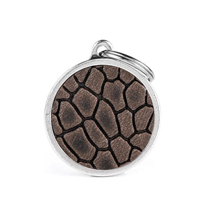 MyFamily Bronx Leather Circle Tucson Pet ID Tag, Grey