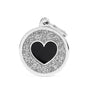 MyFamily Shine Glitter Circle Heart Pet ID Tag, Silver/Black