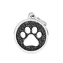 MyFamily Shine Glitter Circle Paw Pet ID Tag, Black/White