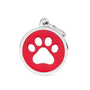 MyFamily Charms Circle Paw Pet ID Tag, Red/White