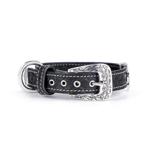 MyFamily El Paso Genuine Leather Dog Collar, Black