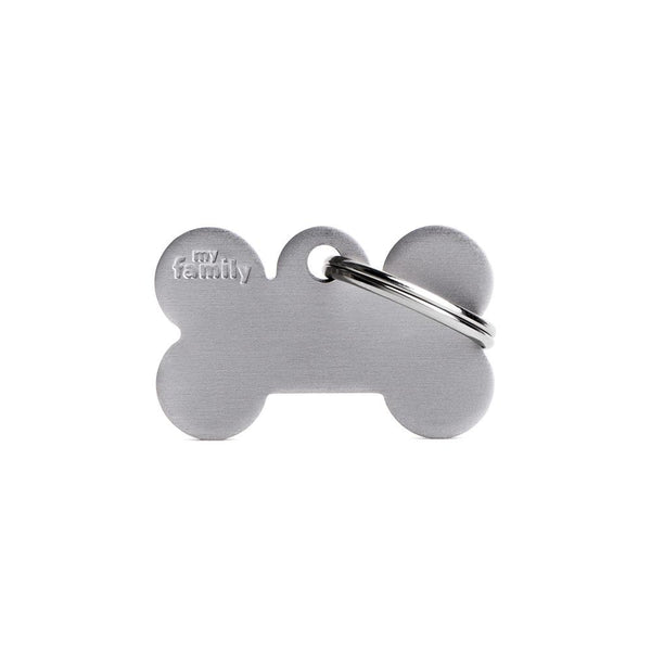 MyFamily Basic Aluminum Bone Pet ID Tag, Grey