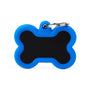 MyFamily Hushtag Bone Aluminum Rubber Pet ID Tag, Black/Blue