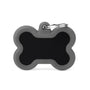 MyFamily Hushtag Bone Aluminum Rubber Pet ID Tag, Black/Grey