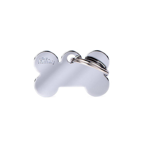 MyFamily Basic Chrome Bone Brass Pet ID Tag