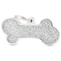 MyFamily Bone Glitter Pet ID Tag, Silver