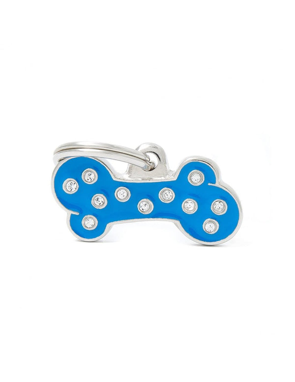 MyFamily Bone Strass Pet ID Tag, Blue