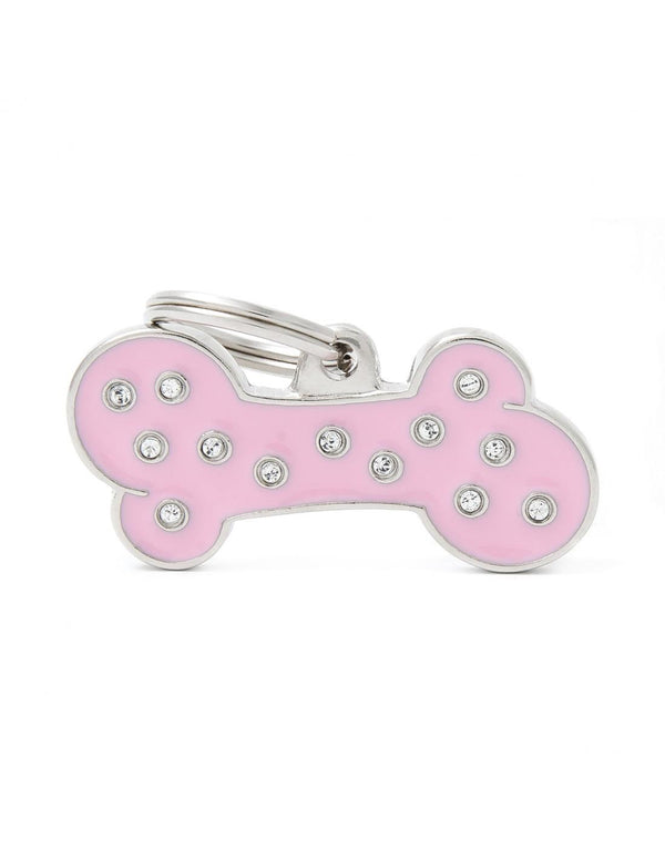 MyFamily Bone Strass Pet ID Tag, Pink