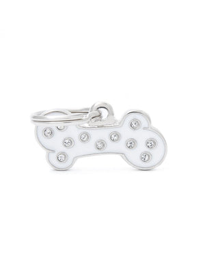 MyFamily Bone Strass Pet ID Tag, White