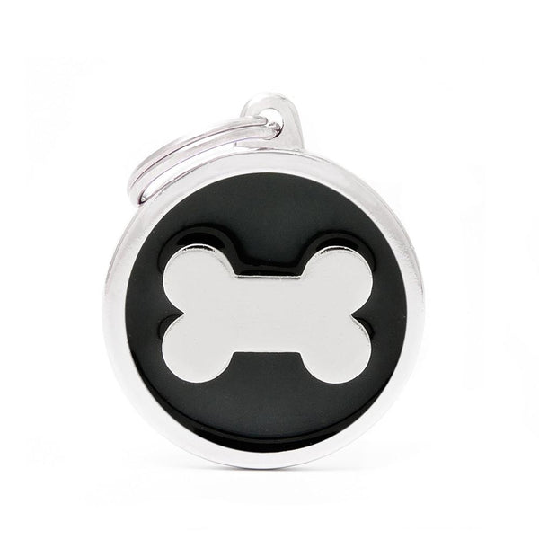 MyFamily Classic Circle Bone Pet ID Tag, Black