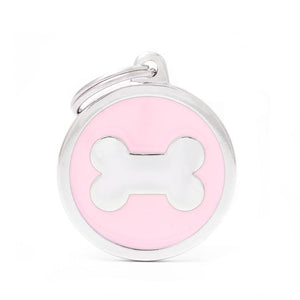 MyFamily Classic Circle Bone Pet ID Tag, Pink