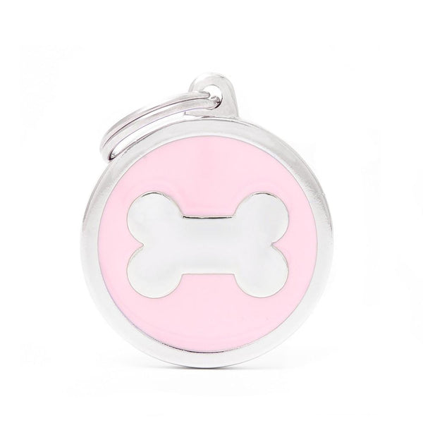 MyFamily Classic Circle Bone Pet ID Tag, Pink