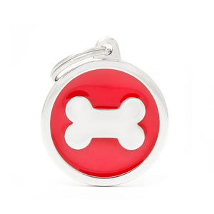 MyFamily Classic Circle Bone Pet ID Tag, Red