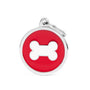 MyFamily Charms Circle Bone Pet ID Tag, Red/White