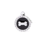 MyFamily Glam Circle Bone Pet ID Tag, Black