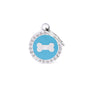 MyFamily Glam Circle Bone Pet ID Tag, Light Blue