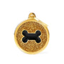 MyFamily Shine Glitter Circle Bone Pet ID Tag, Gold/Black