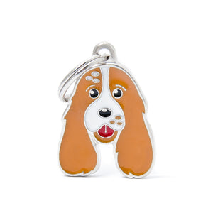 MyFamily Friends English Cocker Pet ID Tag, Orange/White, Medium