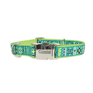 Ribbon Adjustable Collar with Metal Buckle for Dogs, Lime Southwest Stars