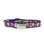 Ribbon Adjustable Collar with Metal Buckle for Dogs, Purple Sketched Floral