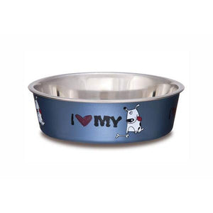 Loving Pets Bella Bowls I Love My Dog Dog Bowl, Blue