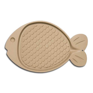 Loving Pets Bella Bowls Spill-Proof Fish Shaped Cat Mat, Tan
