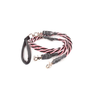 Bun-gee Pup-ee Double Dog Leash, Pink/Black
