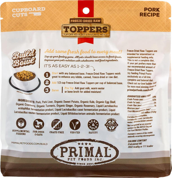 Primal Toppers Pork Freeze-Dried Raw Dog & Cat Food Topper