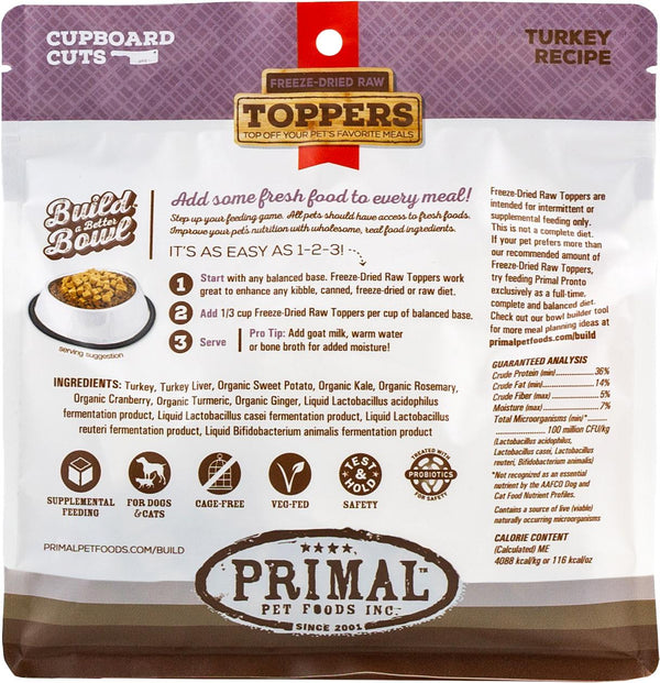 Primal Toppers Turkey Freeze-Dried Raw Dog & Cat Food Topper