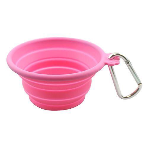 foufouBRANDS Gamelle de voyage pliable en silicone pour chiens, Rose