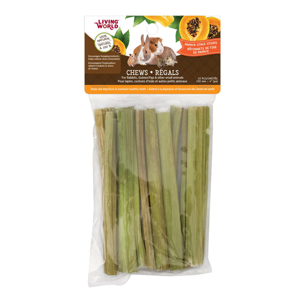 Living World Chews Bâtonnets de tige de papaye Gâteries pour petits animaux