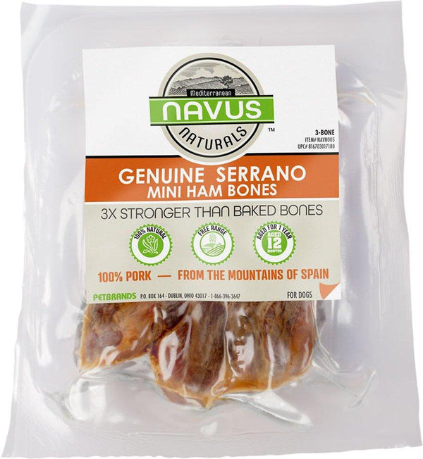 Navus Naturals Genuine Serrano Mini Ham Bone Dog Treats