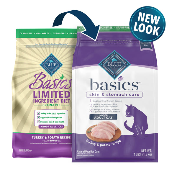 Blue Buffalo BLUE Basics Skin & Stomach Care Turkey & Potato Indoor Adult Grain-Free Dry Cat Food
