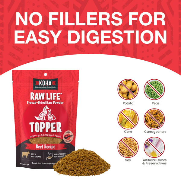 KOHA Raw Life Beef Freeze-Dried Dog & Cat Food Topper