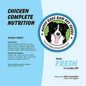 Happy Dogs Raw Pet Food Chicken Complete Nutrition Frozen Dog Food