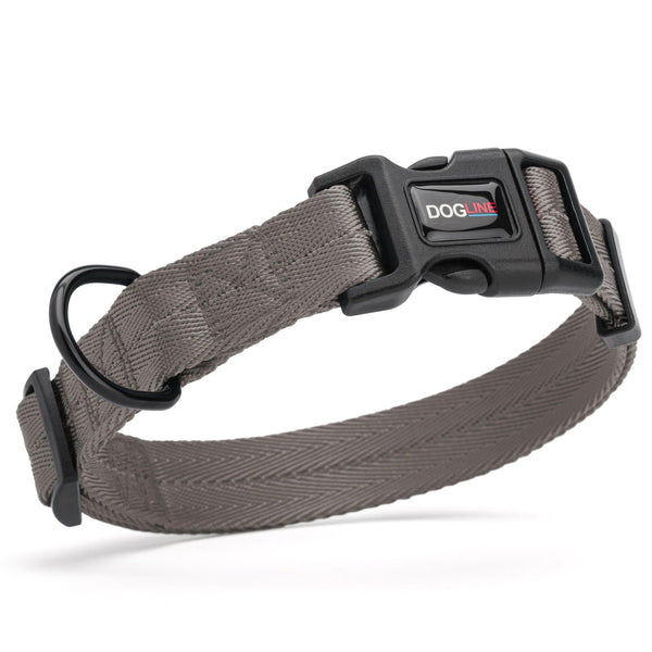 Dogline Nylon Flat Dog Collar, Grey