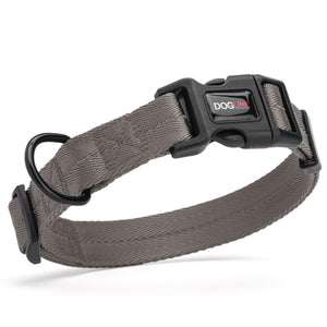 Dogline Nylon Flat Dog Collar, Grey