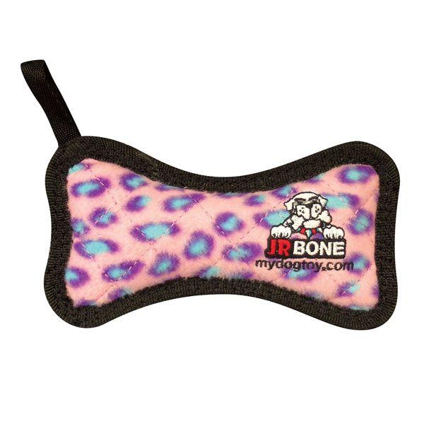 Tuffy Bone Dog Toy, Pink Leopard