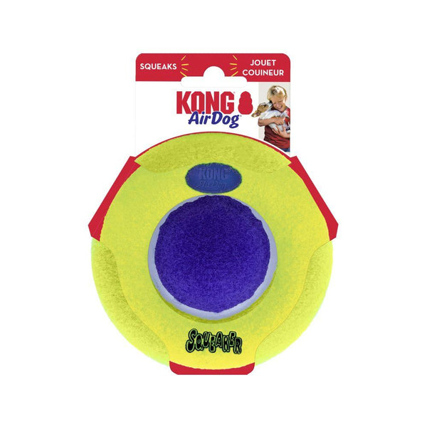 KONG AirDog Squeaker Saucer Jouet pour Chien Jaune/Violet