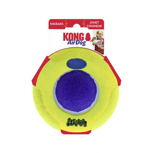 KONG AirDog Squeaker Saucer Dog Toy, Yellow/Purple
