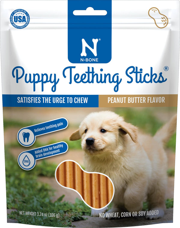 N-Bone Bâtonnets de dentition saveur beurre de cacahuète pour chiots Friandises pour chiens