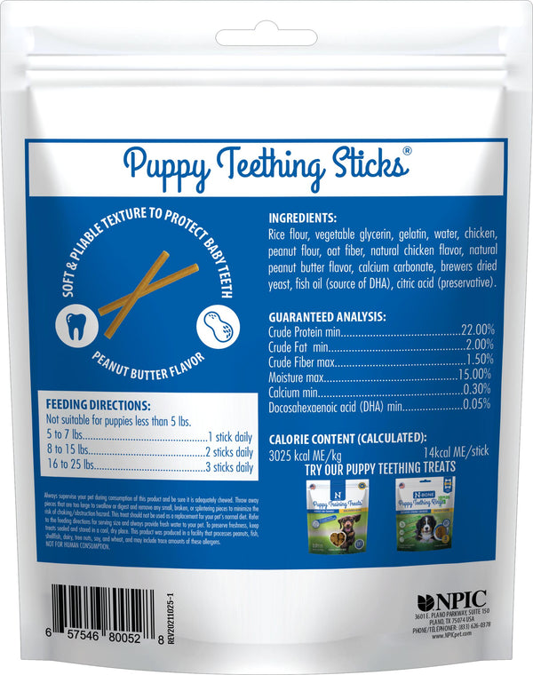 N-Bone Bâtonnets de dentition saveur beurre de cacahuète pour chiots Friandises pour chiens