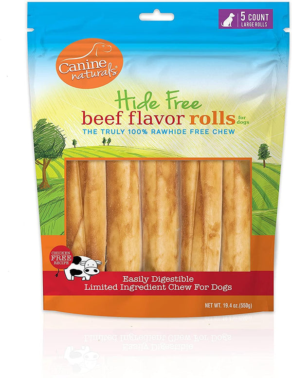 Canine Naturals Hide Free Beef Flavor Large Rolls Dog Treats