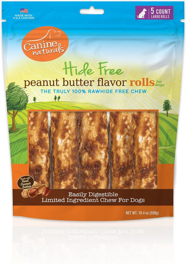 Canine Naturals Hide Free Peanut Butter Flavor Rolls Dog Treats