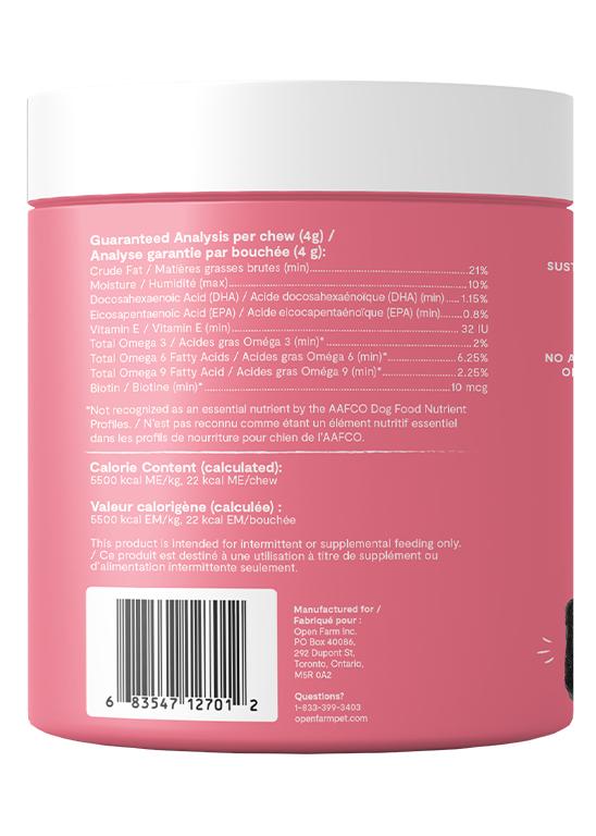 Open Farm Skin & Coat Chews Dog Supplement