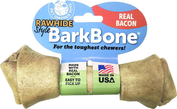 Pet Qwerks BarkBone Rawhide Style Bacon Flavor Dog Toy