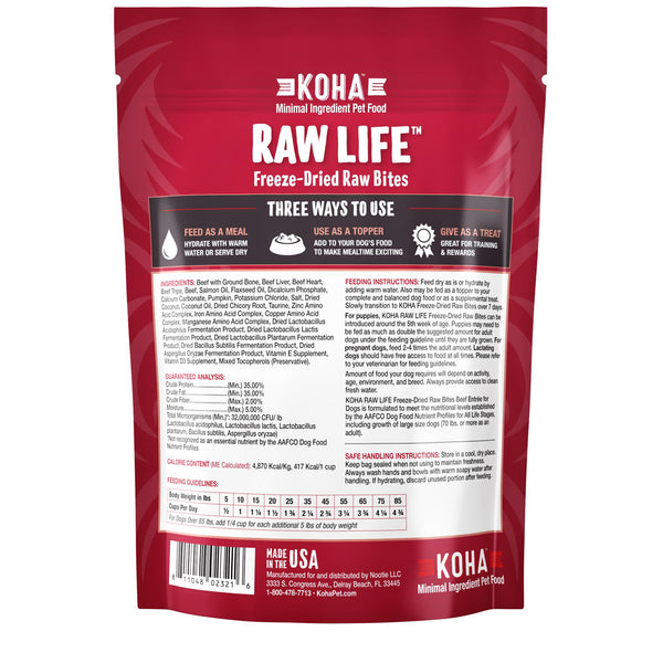 KOHA Raw Life Beef Entree Freeze-Dried Raw Bites for Dogs