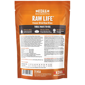 KOHA Raw Life Entrée de poulet bouchées crues lyophilisées pour chiens