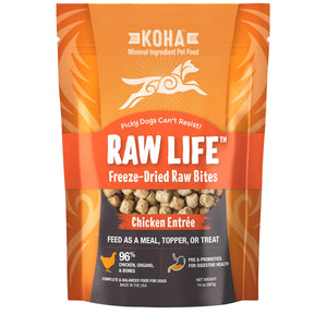 KOHA Raw Life Entrée de poulet bouchées crues lyophilisées pour chiens