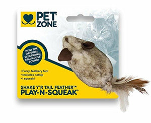 Pet Zone Jouet pour chat Shake Y'r Tail Feather Play-N-Squeak